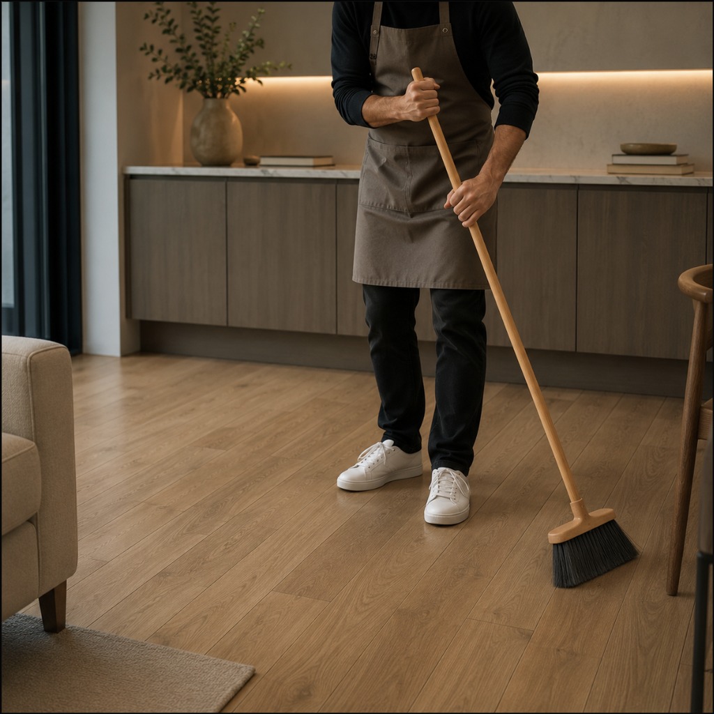 Sweeping hardwood flooring to prevent spills and stains | McSwain Carpets & Floors