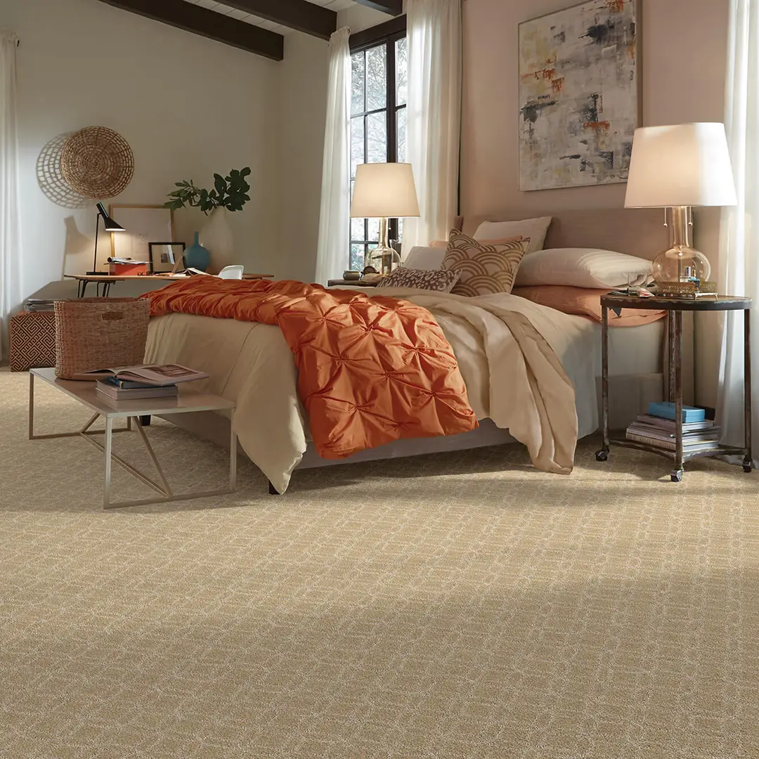 Shaw carpet inspiration in a cozy bedroom | McSwain Carpets & Floors