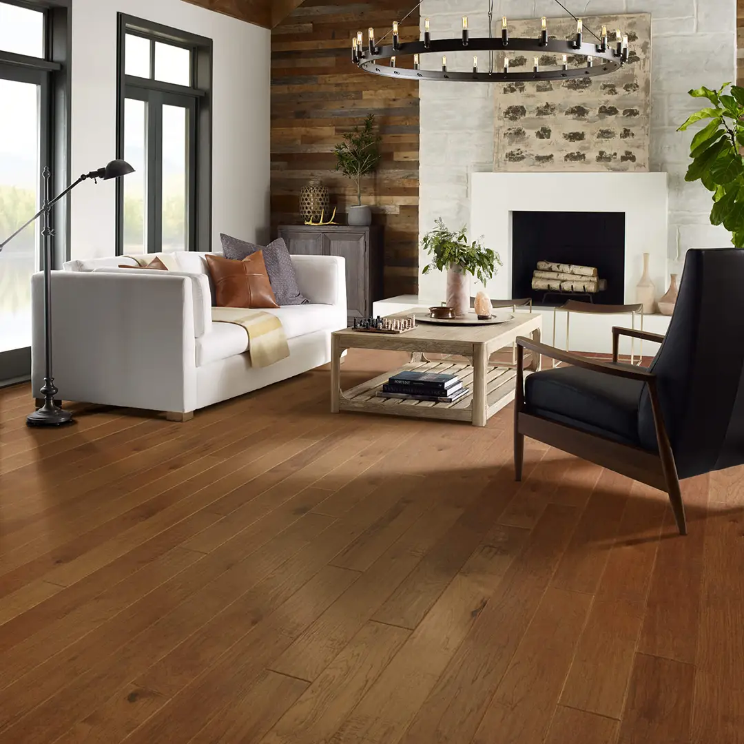 Shaw hardwood inspiration in an open-concept living space | McSwain Carpets & Floors