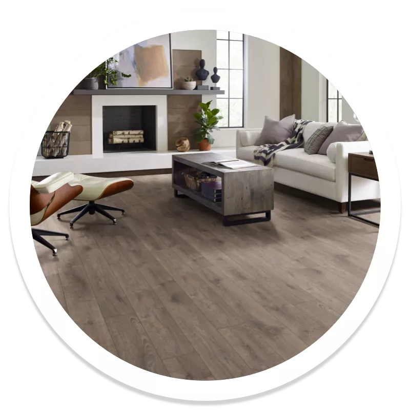 Shaw hardwood flooring in a styled living space | McSwain Carpets & Floors
