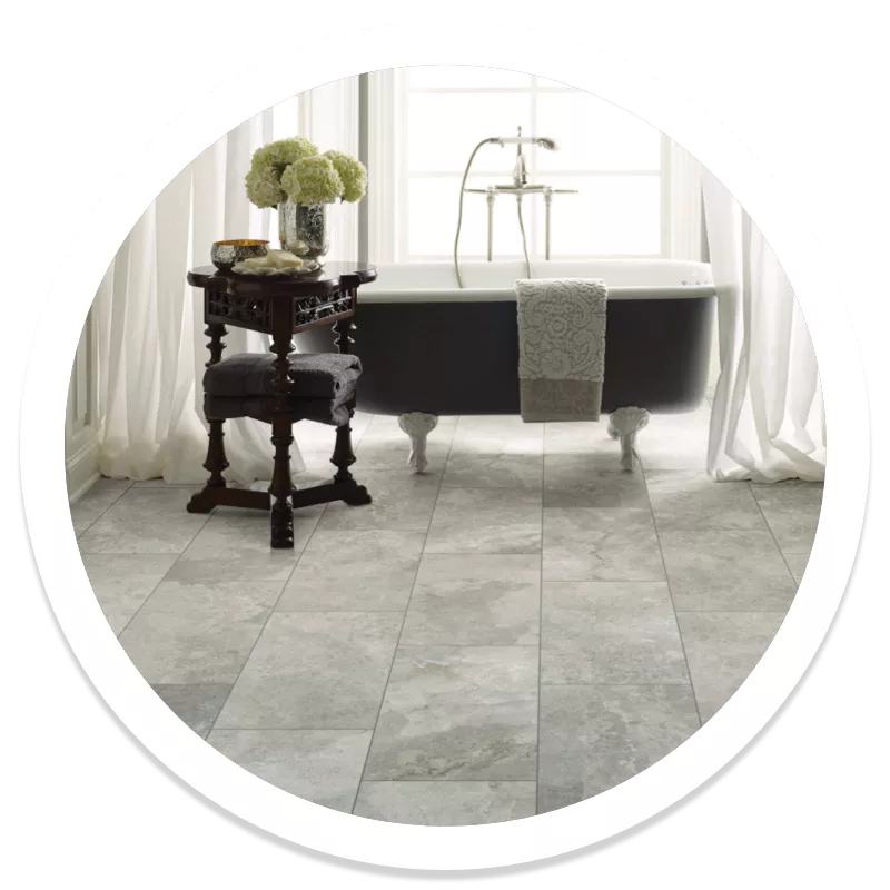 Shaw tile flooring in a styled living space | McSwain Carpets & Floors