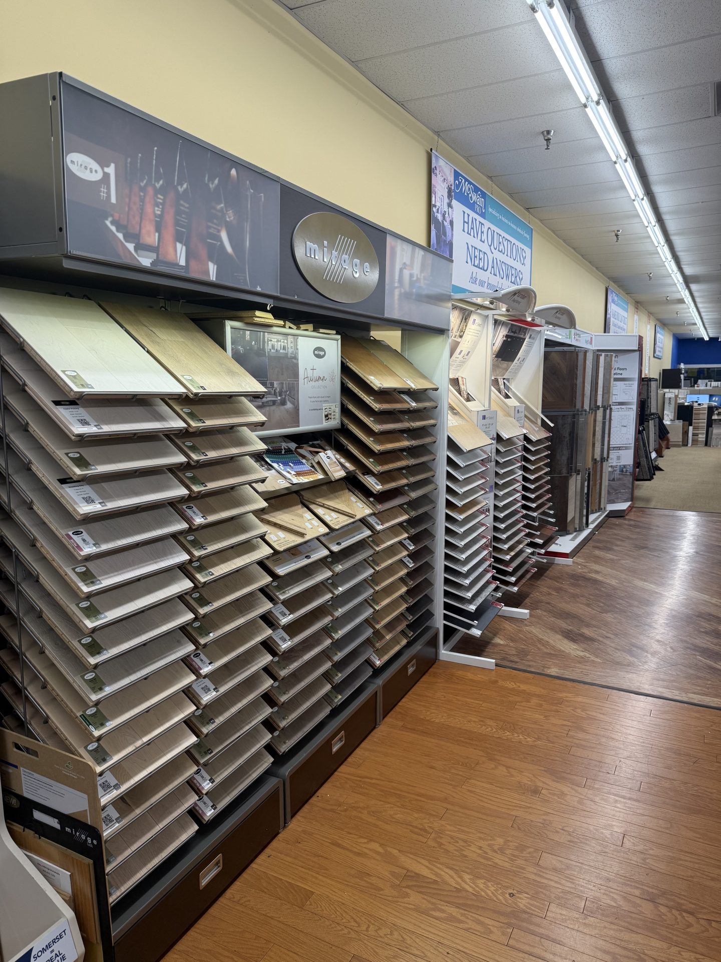 Hard surface flooring display in the wholesale showroom | McSwain Carpets & Floors